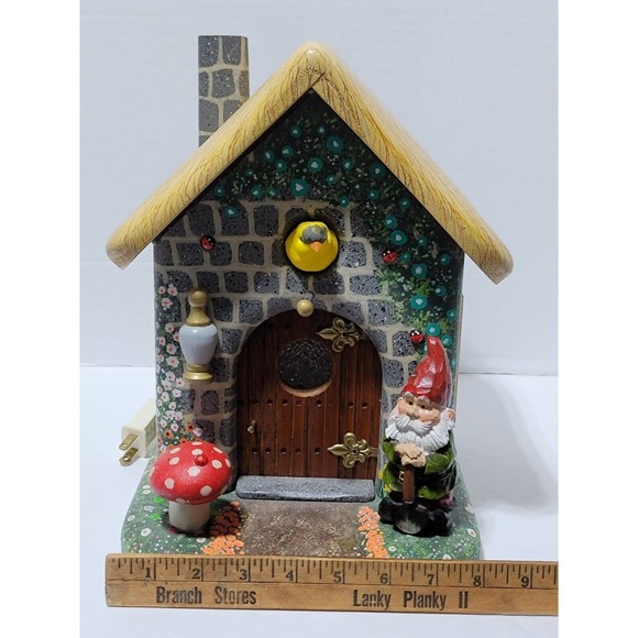 Lrg Fairy World Gnome Mystical Garden Handmade Handpainted Nightlight Wood Home - Picture 8 of 16